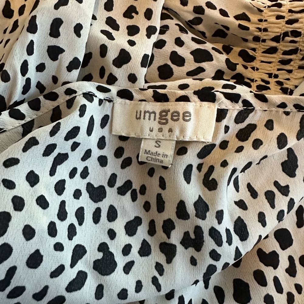 Umgee Black & White V-Neck Bishop Sleeve Mini Sundress Size S - Picture 5 of 6